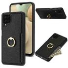 For Samsung Galaxy A12 5G Ring Card  Litchi Leather Back Phone Case(Black) - 1