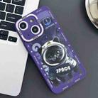 For iPhone 15 Liquid Angel Eyes Little Black Cat TPU Phone Case(Purple) - 1