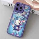 For iPhone 15 Pro Max Liquid Angel Eyes Hip Hop Rabbit TPU Phone Case(Purple Earphones) - 1