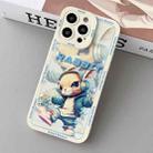 For iPhone 15 Pro Liquid Angel Eyes Hip Hop Rabbit TPU Phone Case(Beige) - 1