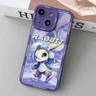 For iPhone 15 Plus Liquid Angel Eyes Hip Hop Rabbit TPU Phone Case(Purple Petal) - 1