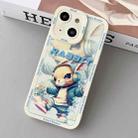 For iPhone 15 Liquid Angel Eyes Hip Hop Rabbit TPU Phone Case(Beige) - 1