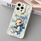 For iPhone 14 Pro Liquid Angel Eyes Hip Hop Rabbit TPU Phone Case(Beige) - 1