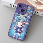 For iPhone 14 Plus Liquid Angel Eyes Hip Hop Rabbit TPU Phone Case(Purple Earphones) - 1