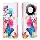 For Huawei Mate 60 Pro/Mate 60 Pro+ Colored Drawing Pattern Leather Phone Case(Butterflies) - 1