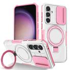 For Samsung Galaxy S23 FE 5G Sliding Camshield Magsafe Holder TPU Hybrid PC Phone Case(Pink White) - 1