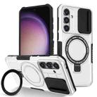 For Samsung Galaxy S23 FE 5G Sliding Camshield Magsafe Holder TPU Hybrid PC Phone Case(Black White) - 1