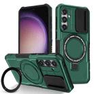 For Samsung Galaxy S23 FE 5G Sliding Camshield Magsafe Holder TPU Hybrid PC Phone Case(Deep Green) - 1