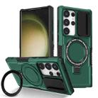 For Samsung Galaxy S23 Ultra 5G Sliding Camshield Magsafe Holder TPU Hybrid PC Phone Case(Deep Green) - 1