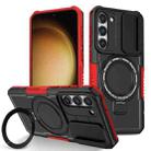 For Samsung Galaxy S23+ 5G Sliding Camshield Magsafe Holder TPU Hybrid PC Phone Case(Black Red) - 1