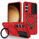 For Samsung Galaxy S23+ 5G Sliding Camshield Magsafe Holder TPU Hybrid PC Phone Case(Red) - 1