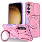 For Samsung Galaxy S23+ 5G Sliding Camshield Magsafe Holder TPU Hybrid PC Phone Case(Purple Pink) - 1