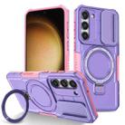 For Samsung Galaxy S23 5G Sliding Camshield Magsafe Holder TPU Hybrid PC Phone Case(Pink Purple) - 1