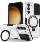 For Samsung Galaxy S23 5G Sliding Camshield Magsafe Holder TPU Hybrid PC Phone Case(Black White) - 1