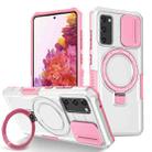 For Samsung Galaxy S20 FE Sliding Camshield Magsafe Holder TPU Hybrid PC Phone Case(Pink White) - 1