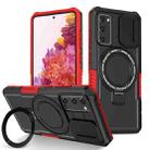 For Samsung Galaxy S20 FE Sliding Camshield Magsafe Holder TPU Hybrid PC Phone Case(Black Red) - 1