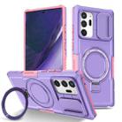 For Samsung Galaxy Note20 Ultra Sliding Camshield Magsafe Holder TPU Hybrid PC Phone Case(Pink Purple) - 1