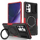 For Samsung Galaxy Note20 Ultra Sliding Camshield Magsafe Holder TPU Hybrid PC Phone Case(Black Red) - 1