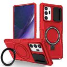 For Samsung Galaxy Note20 Ultra Sliding Camshield Magsafe Holder TPU Hybrid PC Phone Case(Red) - 1