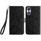 For OPPO A58 / A78 Tree Birds Embossed Pattern Leather Phone Case(Black) - 1