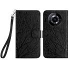 For Realme 11 4G Tree Birds Embossed Pattern Leather Phone Case(Black) - 1