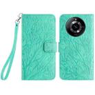 For Realme 11 4G Tree Birds Embossed Pattern Leather Phone Case(Green) - 1