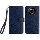 For Realme 11 4G Tree Birds Embossed Pattern Leather Phone Case(Blue) - 1