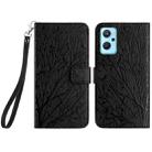 For Realme 9i / OPPO A36 Tree Birds Embossed Pattern Leather Phone Case(Black) - 1