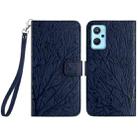 For Realme 9i / OPPO A36 Tree Birds Embossed Pattern Leather Phone Case(Blue) - 1