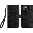 For Realme 11 Pro Tree Birds Embossed Pattern Leather Phone Case(Black) - 1