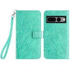 For Google Pixel 7 Pro Tree Birds Embossed Pattern Leather Phone Case(Green) - 1