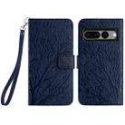 For Google Pixel 7 Pro Tree Birds Embossed Pattern Leather Phone Case(Blue) - 1