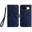 For Google Pixel 8 Tree Birds Embossed Pattern Leather Phone Case(Blue) - 1