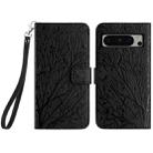 For Google Pixel 8 Pro Tree Birds Embossed Pattern Leather Phone Case(Black) - 1