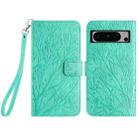 For Google Pixel 8 Pro Tree Birds Embossed Pattern Leather Phone Case(Green) - 1