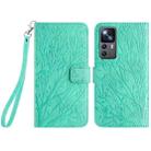 For Xiaomi 12T Tree Birds Embossed Pattern Leather Phone Case(Green) - 1