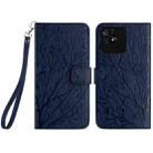 For Xiaomi Redmi 10C Tree Birds Embossed Pattern Leather Phone Case(Blue) - 1