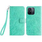 For Xiaomi Redmi 12C Tree Birds Embossed Pattern Leather Phone Case(Green) - 1