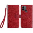 For Xiaomi Redmi A1+ / A2+ Tree Birds Embossed Pattern Leather Phone Case(Red) - 1