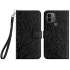 For Xiaomi Redmi A1+ / A2+ Tree Birds Embossed Pattern Leather Phone Case(Black) - 1