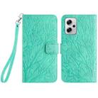 For Xiaomi Redmi Note 11T Pro Tree Birds Embossed Pattern Leather Phone Case(Green) - 1