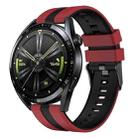 For Huawei Watch GT 3 / GT 3 Pro Vertical Two Color Silicone Watch Band(Dark Red+Black) - 1