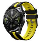 For Huawei Watch GT 3 / GT 3 Pro Vertical Two Color Silicone Watch Band(Black+Yellow) - 1