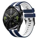 For Huawei Watch GT 3 / GT 3 Pro Vertical Two Color Silicone Watch Band(Dark Blue+White) - 1