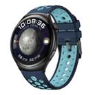 For Huawei Watch 4 Two Color Round Hole Silicone Watch Band(Lake Cyan) - 1