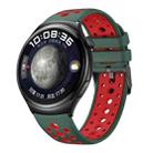 For Huawei Watch 4 Two Color Round Hole Silicone Watch Band(Dark Green Red) - 1