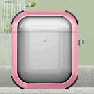 For AirPods 2 / 1 Thunder Transparent Armor Wireless Earphones Protective Case(Pink) - 1
