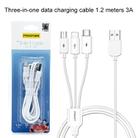 PISEN 1.2m 3A 3 in 1 USB to 8 Pin + Type-C + Micro USB Data Cable - 2