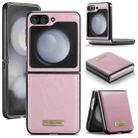 For Samsung Galaxy Z Flip5 CaseMe 003 PU + PC Business Style Crazy Horse Texture Leather Phone Case(Pink) - 1