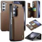 For Samsung Galaxy Z Fold5 CaseMe C22 PC+TPU Business Style RFID Anti-theft Leather Phone Case(Brown) - 1